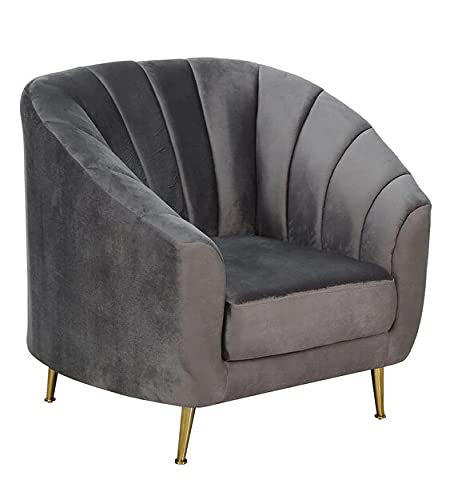 LSGF Sofa Set Velvet Fabric Living Room/Bedroom/Hall/Sofa Set Modern & Luxury Furniture Armchair Fabric Accent Upholstered Chair with Golden Metal Legs (Set of Two 1 Seater Sofa Chair, Grey)