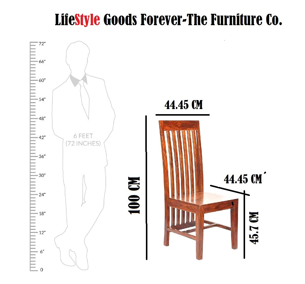 LSGF Wooden Dining Chair Only | Dinning Chairs for Kitchen & Dining Room| Dining Chair Without Cushion | Sheesham Wood, Honey Natural Brown Finish (Design 1, Set of 4 Chairs)