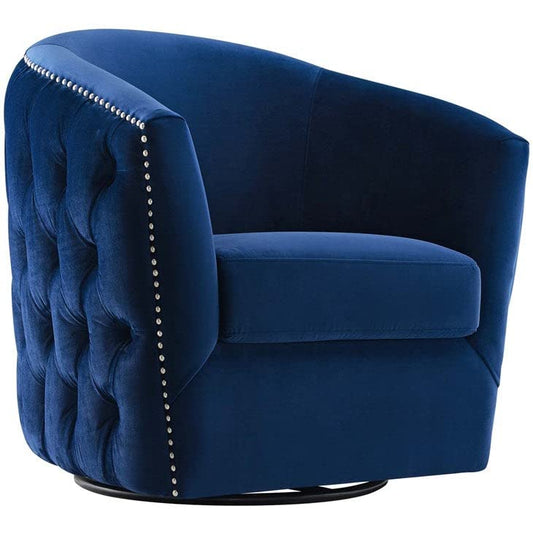 LSGF Unique Design True Innovations Rosarz Tufted Velvet Swivel 360 Degree accent chair Armchair With Nailheads Single Sofa Chair for Small Apartments, Living Room or Bedroom (Set Of 2 Chairs, Blue)