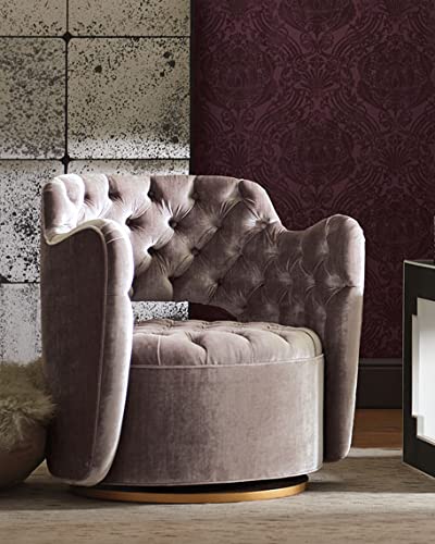 LSGF Unique Design True Innovations Tatianx Tufted Swivel 360 Degree accent chair Armchair Single Sofa Chair for Small Apartments, Living Room or Bedroom (Set Of 2 Chairs, Grey)