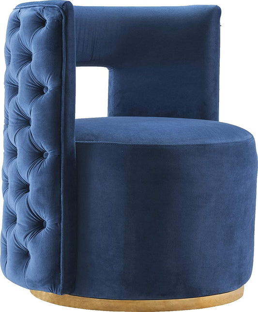LSGF Unique Design True Innovations Deep Button Tufted Velvet Swivel 360 Degree accent chair Armchair Cotton Single Sofa Chair for Small Apartments, Living Room or Bedroom (Set Of 2 Chairs, Navy)