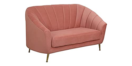 LSGF Sofa Set Velvet Fabric Living Room/Bedroom/Hall/Sofa Set Modern & Luxury Furniture Armchair Fabric Accent Upholstered Chair with Golden Metal Legs (2 Seater, Pink)