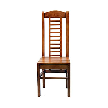 LSGF Modern Teak Wooden Dining Chair Timber Seat Dinning Chairs for Kitchen & Dining Room| Dining Chair Without Cushion | Honey Natural Brown Finish (Brown, Set of 4 Chairs)