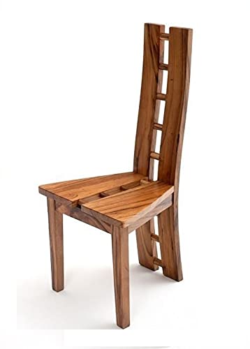 LSGF Modern Teak Wooden Dining Chair Royal Look/Fancy Timber Seat Without Cushion Natural Brown (Brown, Set of 8 Chairs)