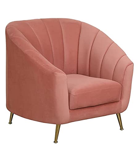 LSGF Sofa Set Velvet Fabric Living Room/Bedroom/Hall/Sofa Set Modern & Luxury Furniture Armchair Fabric Accent Upholstered Chair with Golden Metal Legs (Set of Two 1 Seater Sofa Chair, Pink)