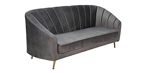 LSGF Sofa Set Velvet Fabric Living Room/Bedroom/Hall/Sofa Set Modern & Luxury Furniture Armchair Fabric Accent Upholstered Chair with Golden Metal Legs (3 Seater, Grey)