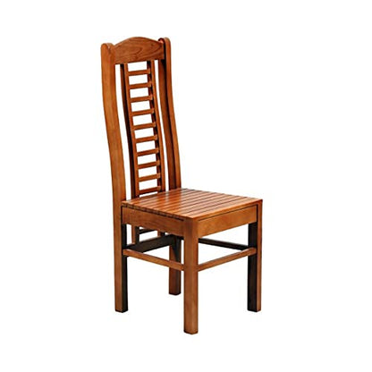 LSGF Modern Teak Wooden Dining Chair Timber Seat Dinning Chairs for Kitchen & Dining Room| Dining Chair Without Cushion | Honey Natural Brown Finish (Brown, Set of 4 Chairs)