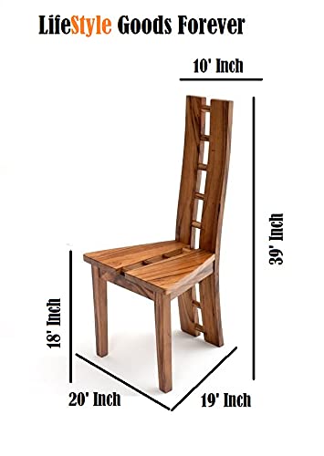 LSGF Modern Teak Wooden Dining Chair Royal Look/Fancy Timber Seat Without Cushion Natural Brown (Brown, Set of 8 Chairs)
