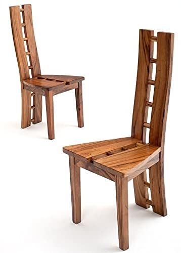 LSGF Modern Teak Wooden Dining Chair Royal Look/Fancy Timber Seat Without Cushion Natural Brown (Brown, Set of 8 Chairs)