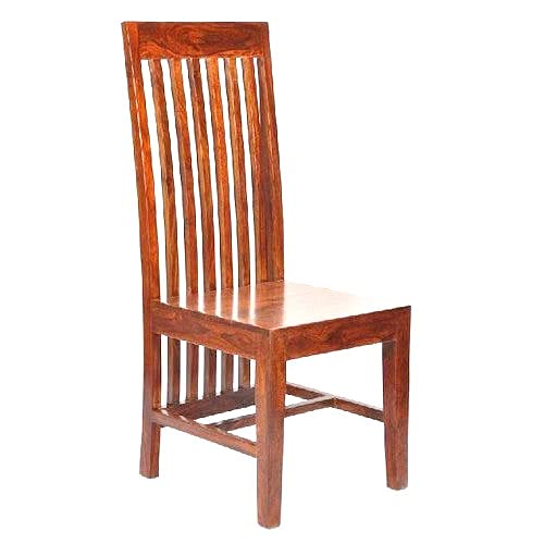 LSGF Wooden Dining Chair Only | Dinning Chairs for Kitchen & Dining Room| Dining Chair Without Cushion | Sheesham Wood, Honey Natural Brown Finish (Design 1, Set of 4 Chairs)