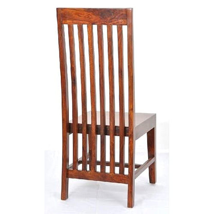 LSGF Wooden Dining Chair Only | Dinning Chairs for Kitchen & Dining Room| Dining Chair Without Cushion | Sheesham Wood, Honey Natural Brown Finish (Design 1, Set of 4 Chairs)
