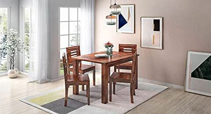 LSGF Wooden Dining Chair Only | Dinning Chairs for Kitchen & Dining Room| Dining Chair Without Cushion | Sheesham Wood, Honey Natural Brown Finish (Design 3, Set of 6 Chairs)