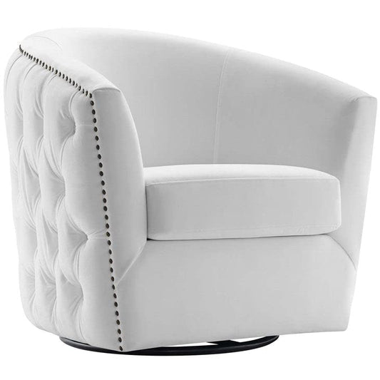 LSGF Unique Design True Innovations Rosarz Tufted Velvet Swivel 360 Degree accent chair Armchair With Nailheads Single Sofa Chair for Small Apartments, Living Room or Bedroom (Set Of 2 Chairs, White)