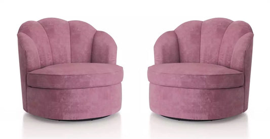 LSGF Unique Design True Innovations Averx Dusty Velvet Back Tuffted Swivel 360 Degree accent chair Armchair Single Sofa Chair for Small Apartments, Living Room or Bedroom (Set Of 2 Chairs, Pink)