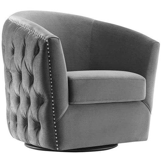 LSGF Unique Design True Innovations Rosarz Tufted Velvet Swivel 360 Degree accent chair Armchair With Nailheads Single Sofa Chair for Small Apartments, Living Room or Bedroom (Set Of 2 Chairs, Grey)