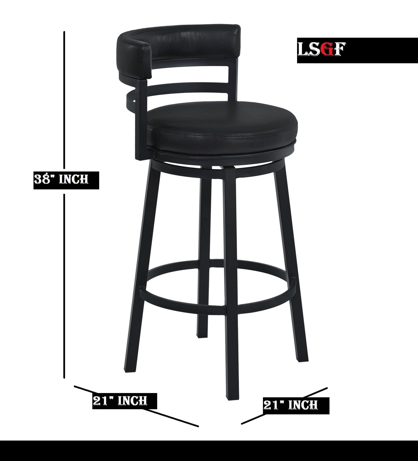 Lifestyle Goods Forever LSGF Morden 100% Sagwan Wood Frame with 360 Degree Ball & Cast Swivel Titanaz Height Bar Stool for Shop, Salon, Office and Home (Set of 2 Chairs, Black)