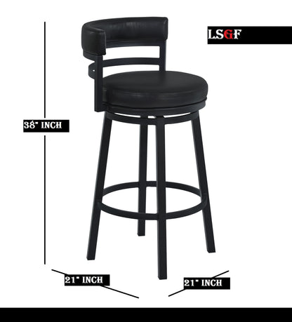 Lifestyle Goods Forever LSGF Morden 100% Sagwan Wood Frame with 360 Degree Ball & Cast Swivel Titanaz Height Bar Stool for Shop, Salon, Office and Home (Set of 2 Chairs, Black)