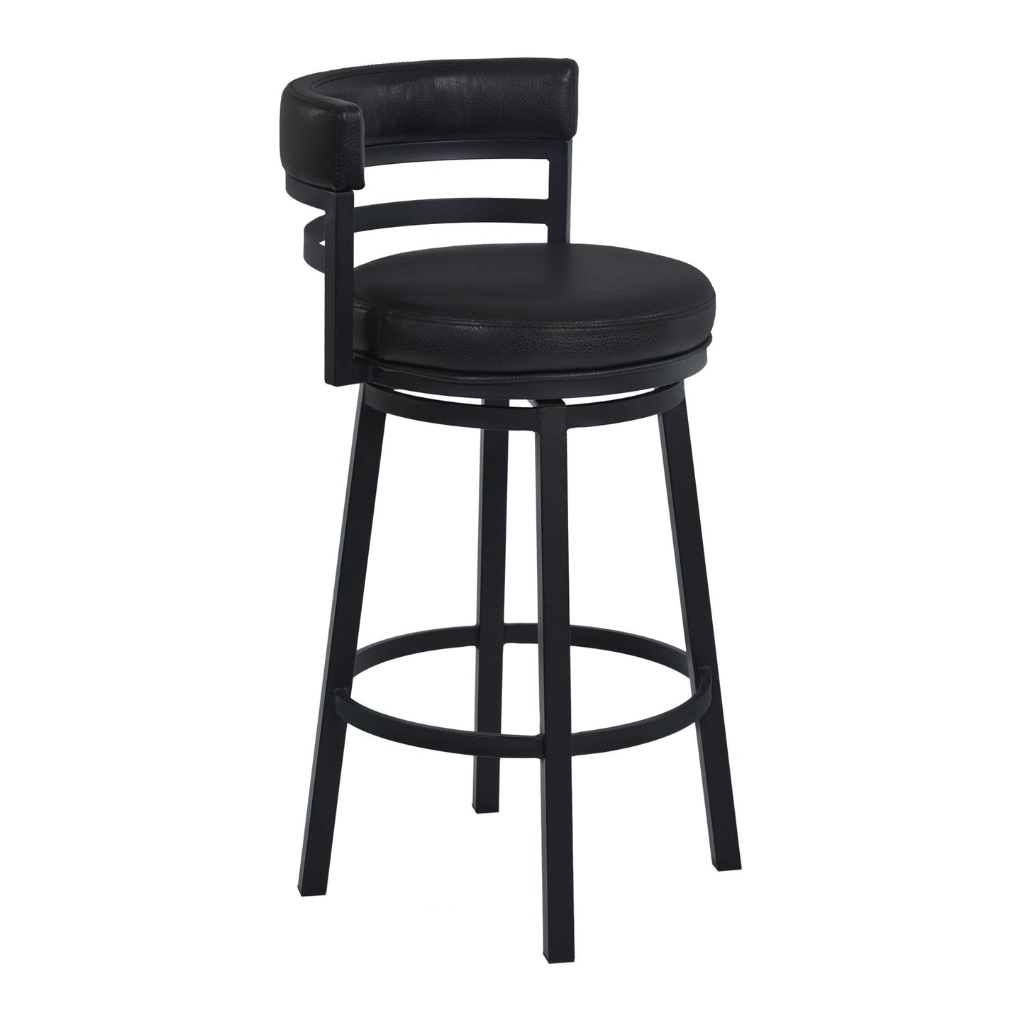 Lifestyle Goods Forever LSGF Morden 100% Sagwan Wood Frame with 360 Degree Ball & Cast Swivel Titanaz Height Bar Stool for Shop, Salon, Office and Home (Set of 2 Chairs, Black)