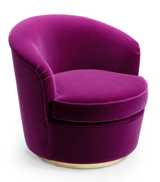 LSGF Unique Design True Innovations Florax Velvet Swivel 360 Degree accent chair Armchair Single Sofa Chair for Small Apartments, Living Room or Bedroom (Set Of 2 Chairs, Purple)