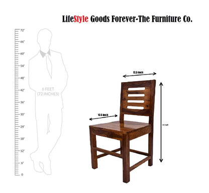 LSGF Wooden Dining Chair Only | Dinning Chairs for Kitchen & Dining Room| Dining Chair Without Cushion | Sheesham Wood, Honey Natural Brown Finish (Design 3, Set of 6 Chairs)