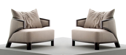 LSGF Luxury Design Villaz Lounge Chair accent chair With Solid Sagwan Wooden Leg Single Sofa Chair Sofa Set Arm chair for Small Apartments, Living Room or Bedroom (Set Of 2 Chairs, Beige)