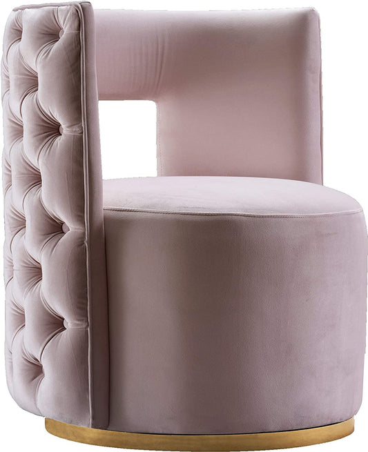 LSGF Unique Design True Innovations Deep Button Tufted Velvet Swivel 360 Degree accent chair Armchair Cotton Single Sofa Chair for Small Apartments, Living Room or Bedroom (1 Chair, Pink)