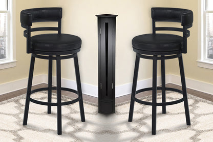 Lifestyle Goods Forever LSGF Morden 100% Sagwan Wood Frame with 360 Degree Ball & Cast Swivel Titanaz Height Bar Stool for Shop, Salon, Office and Home (Set of 2 Chairs, Black)